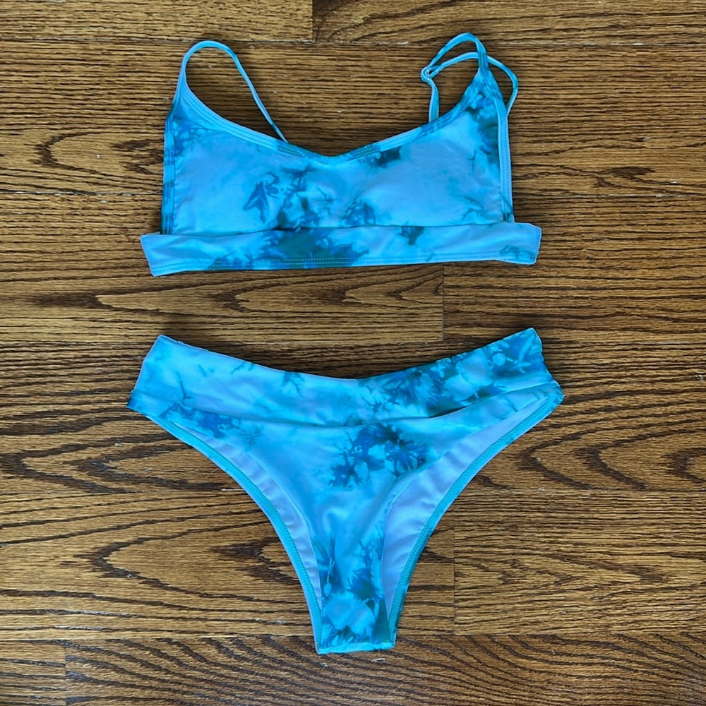 Haute Swimwear Teal Tie Dye Bikini Set